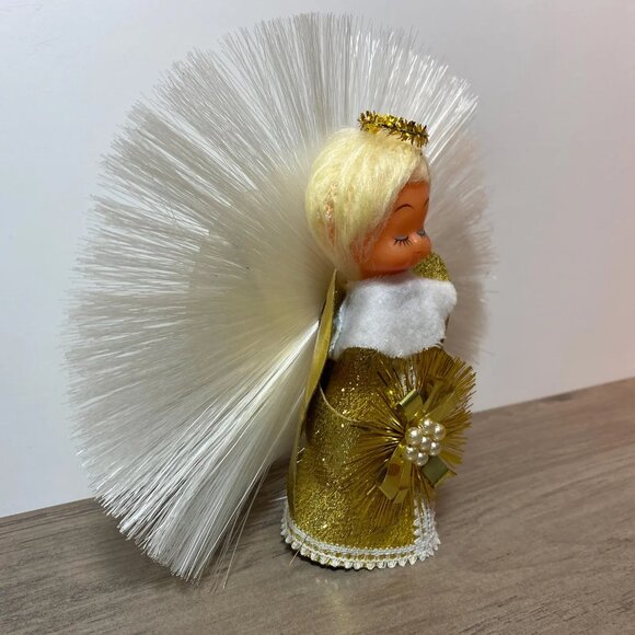 Vintage Angel Tree Topper Cute Pixie Gold Christmas Xmas Holiday Ornament - Picture 2 of 4